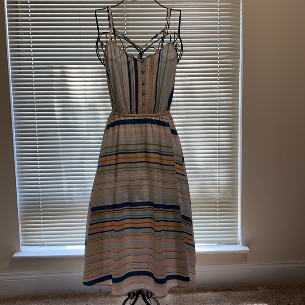 Multi-color striped Mid length Sun Dress